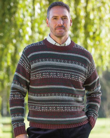 Men's burgundy on sale crew neck sweater